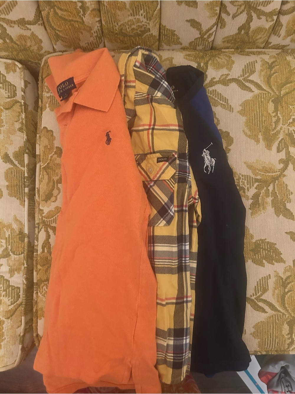 Polo by Ralph Lauren Orange, Yellow Plaid & (swim)Navy Polo/Flannel Trio